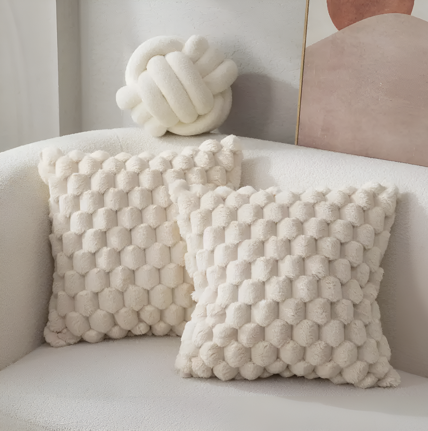 PlushHug | 3D Zacht Pluche Sierkussen, Effen Kleur, Ultiem Kussenachtig & Decoratief, Perfect voor Bank & Slaapkamercomfort