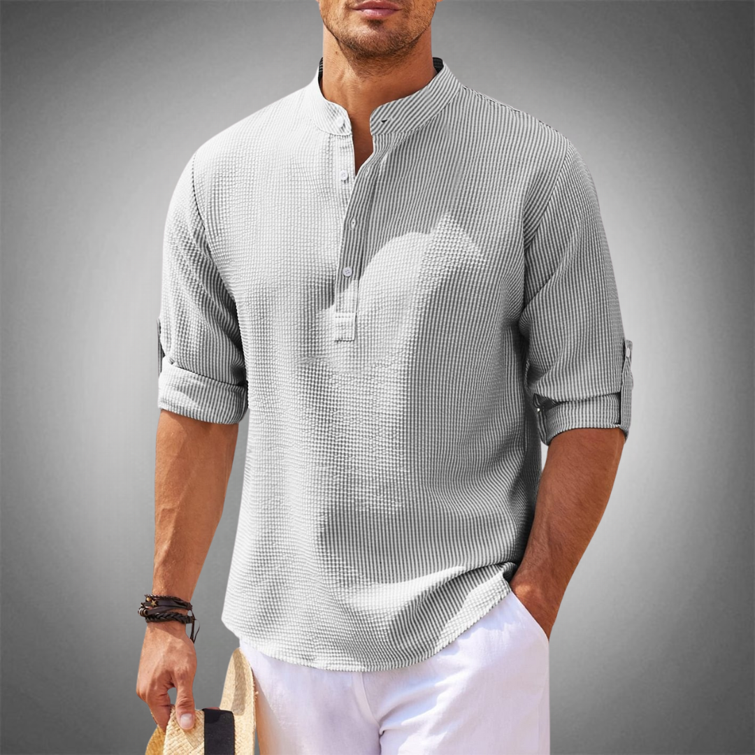 Ongedwongen Halve Rits Geruit T-shirt Met Korte Set Voor Heren | Perfect voor casual dagen