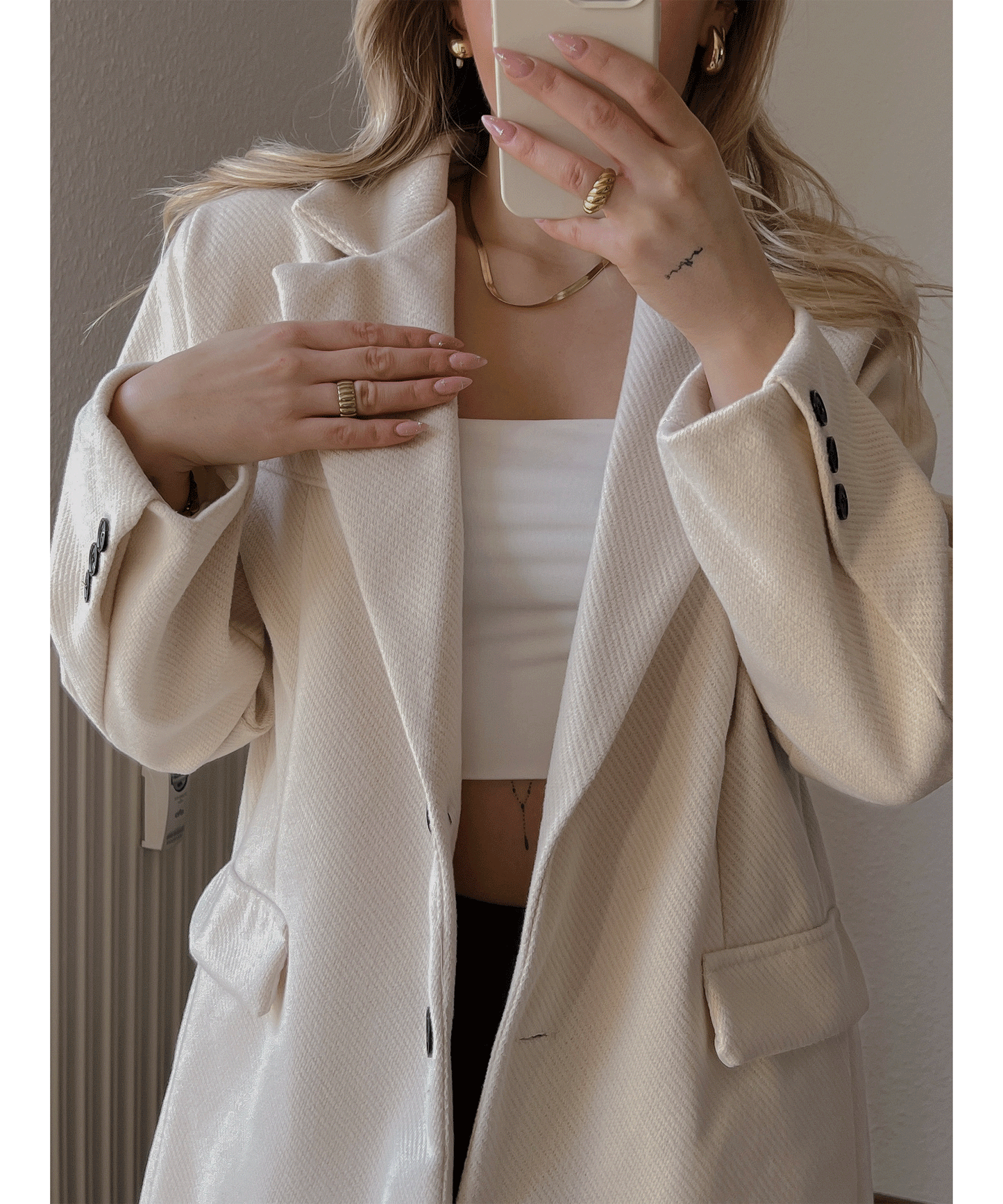 Trendy Beige Blazer Met Zakken En Knopen Voor Dames | Perfect voor casual dagen