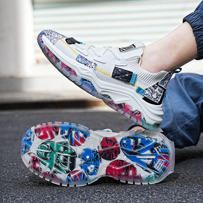 Stijlvolle Multi-Textuur Sneakers met Dikke Zool voor Dames | Ideaal voor dagelijks gebruik